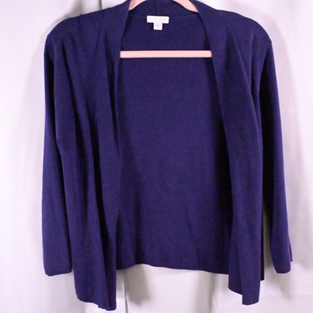J Jill‎ Purple Open Front Cropped Cardigan 3/4 Sleeve Women's XS